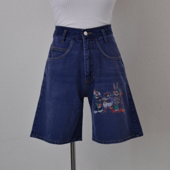 Vintage 90s High Waist Blue Denim Shorts‎ by Jerry Leigh | 30 waist - Picture 5 of 10